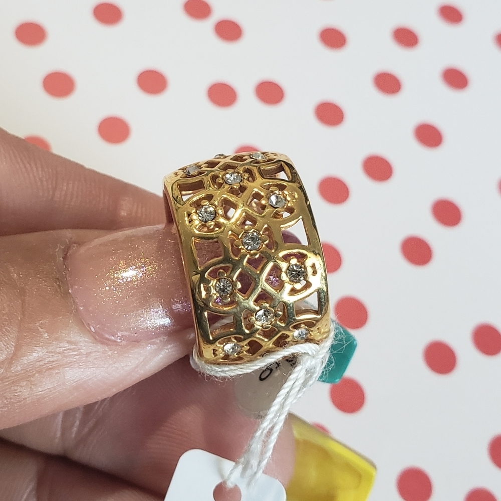 Stainless steel gold tone ring